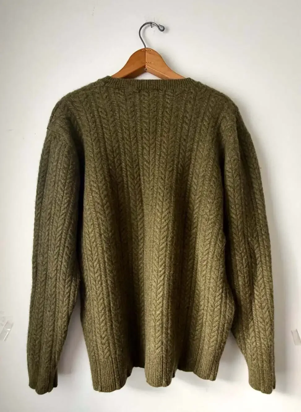 Neiman Marcus Cable Knit Sweater Size XL Green 100% Cashmere Made in Italy